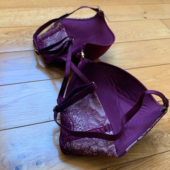 2015 NWT Victoria’s secret Very Sexy Plunge 34 C maroon lace, crisscross back - Picture 12 of 12